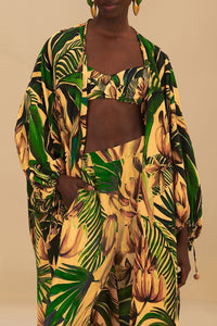 Kimono long Bananart à motifs - Jaune