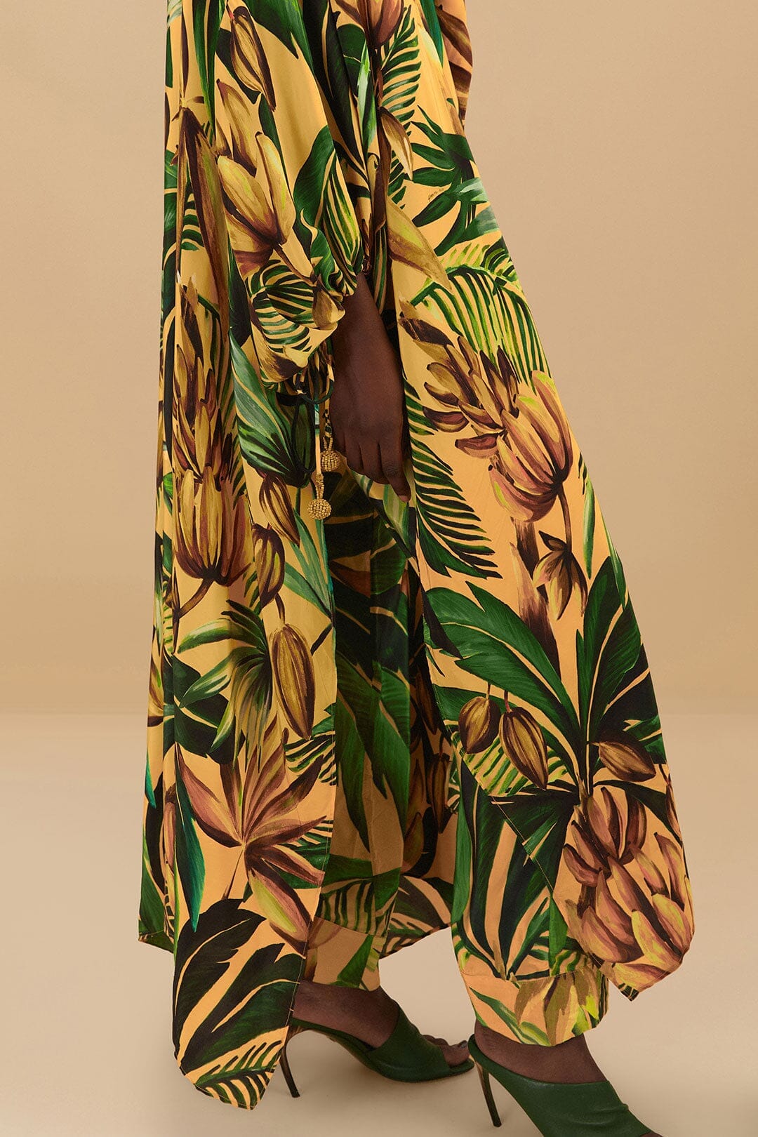 Kimono long Bananart à motifs - Jaune