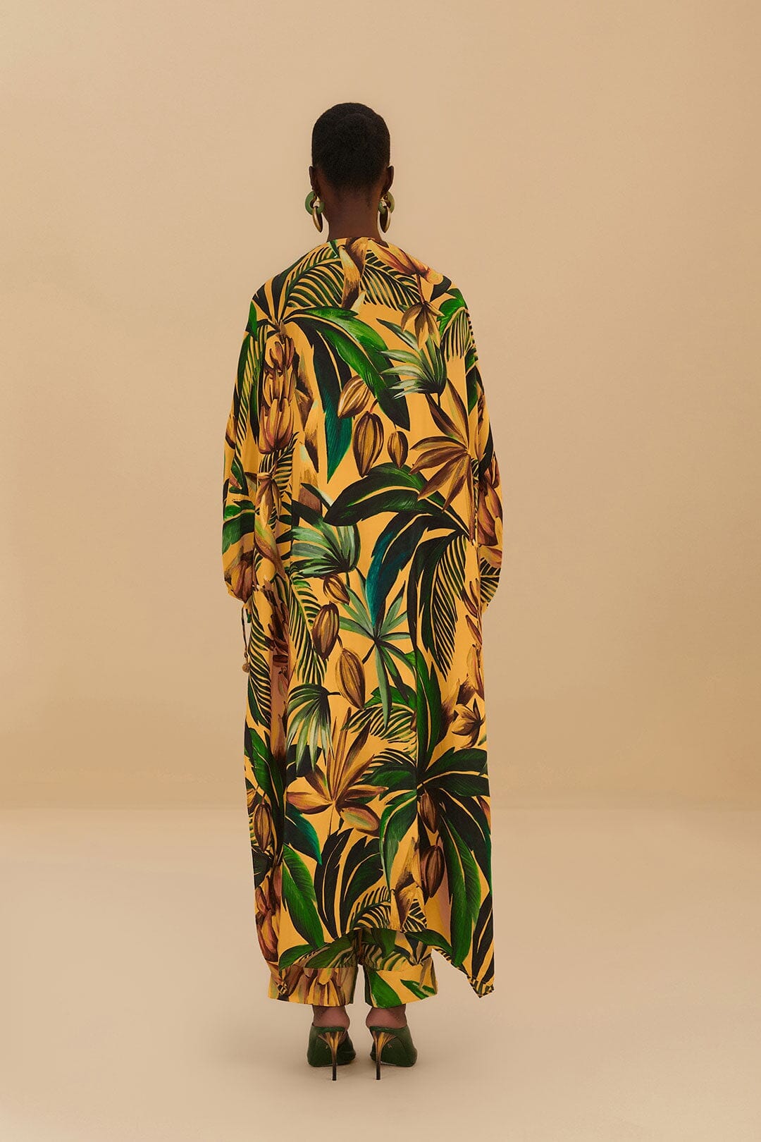 Kimono long Bananart à motifs - Jaune