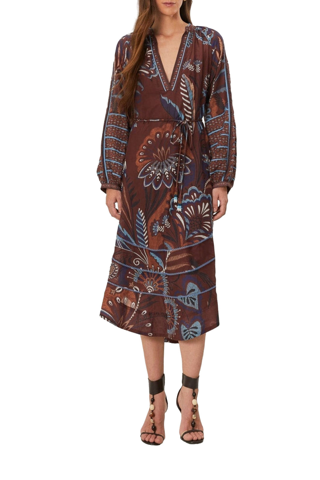 Robe midi Delicate Garden en coton - Multicolore