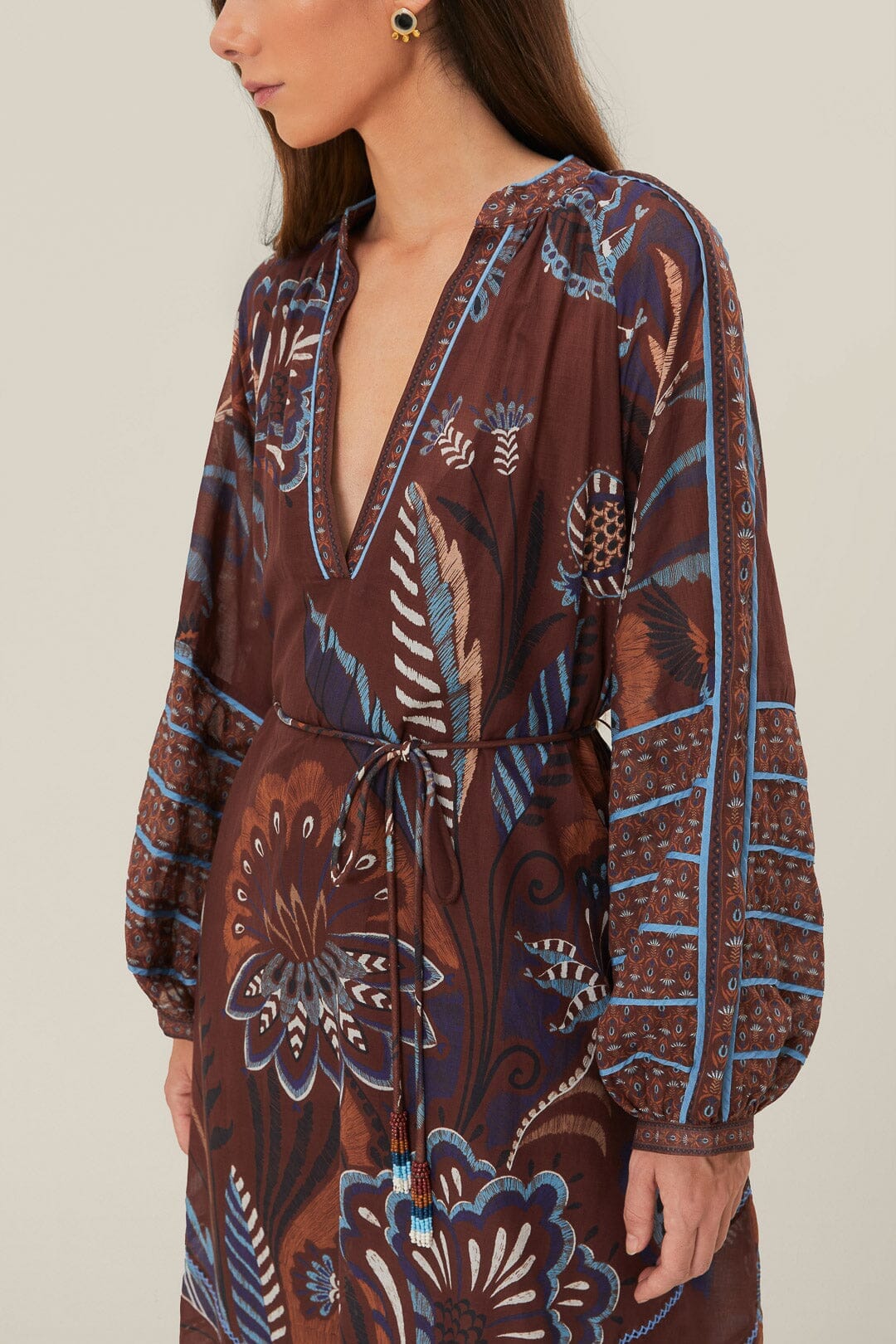 Robe midi Delicate Garden en coton - Multicolore
