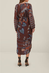 Robe midi Delicate Garden en coton - Multicolore