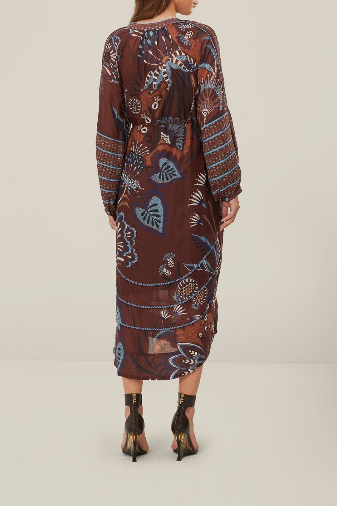 Robe midi Delicate Garden en coton - Multicolore