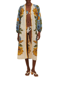 Garden cotton long shirt - Blue