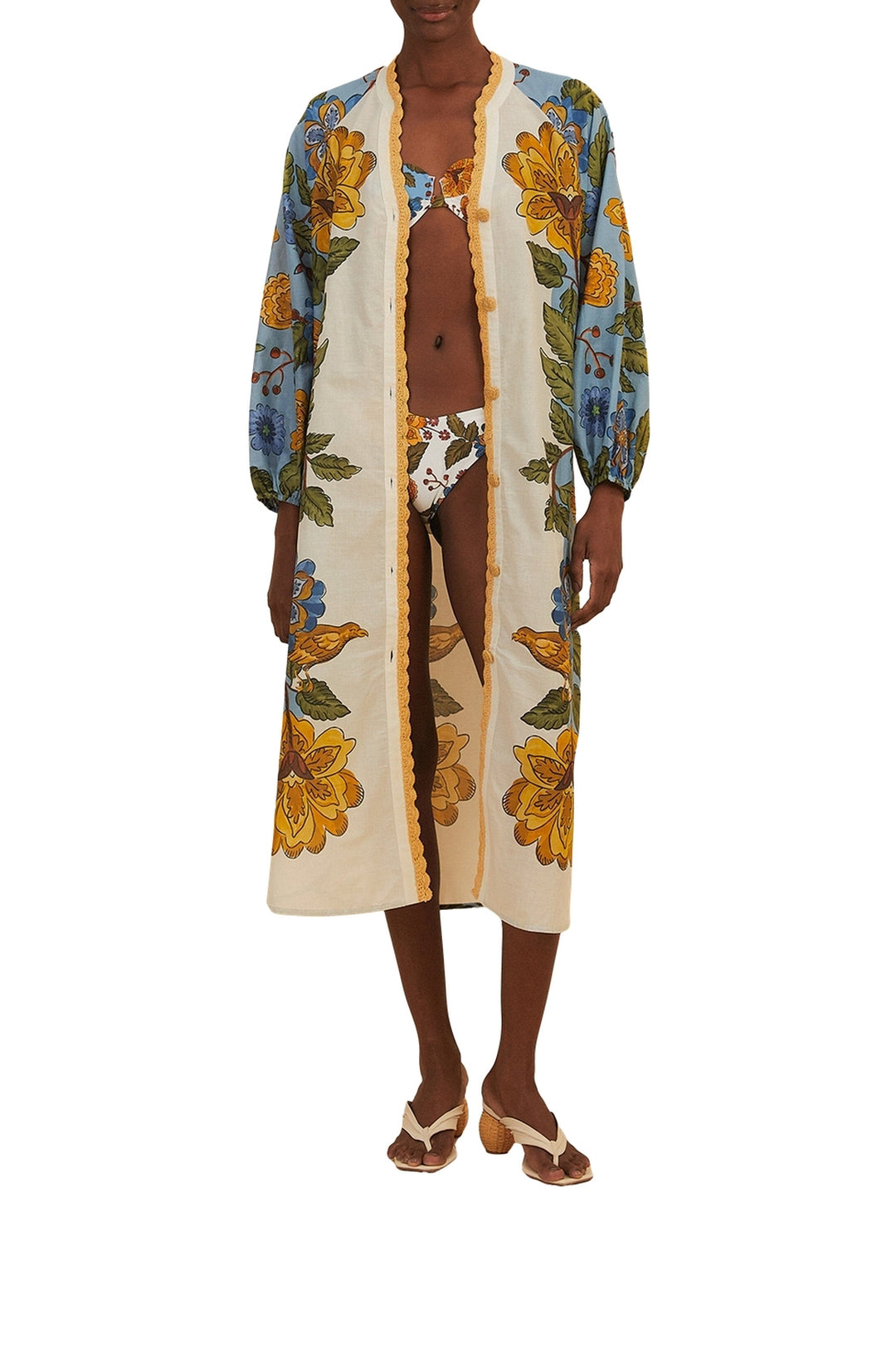 Garden cotton long shirt - Blue