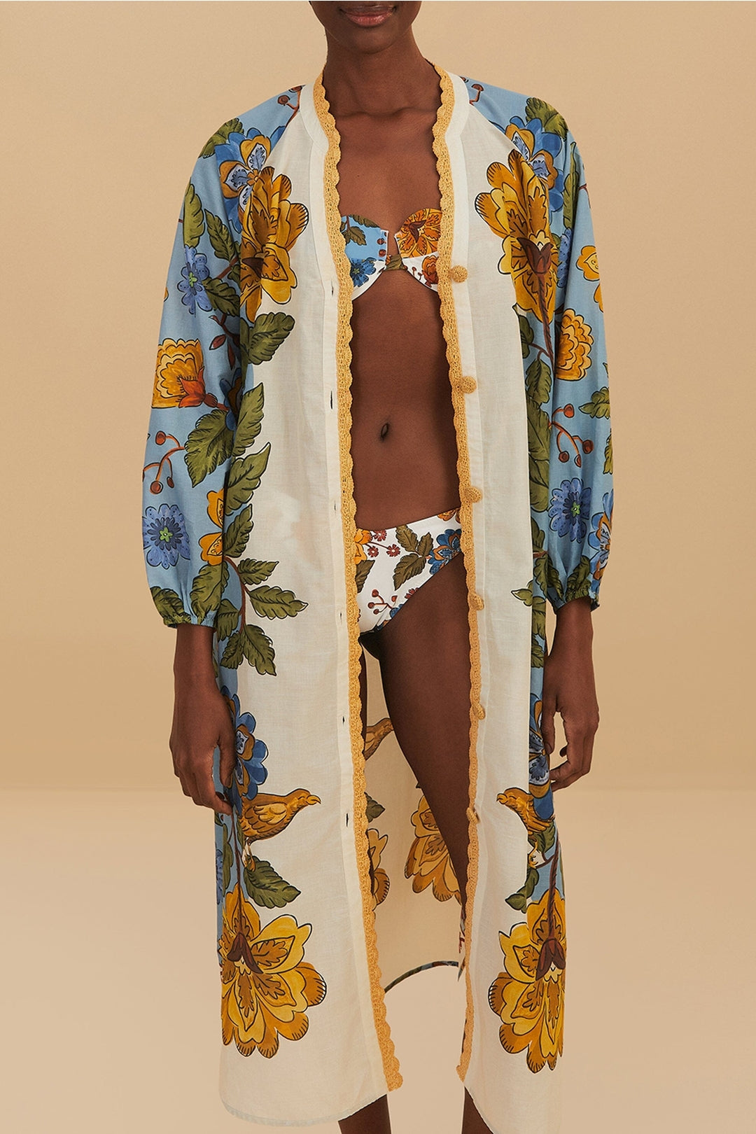 Garden cotton long shirt - Blue