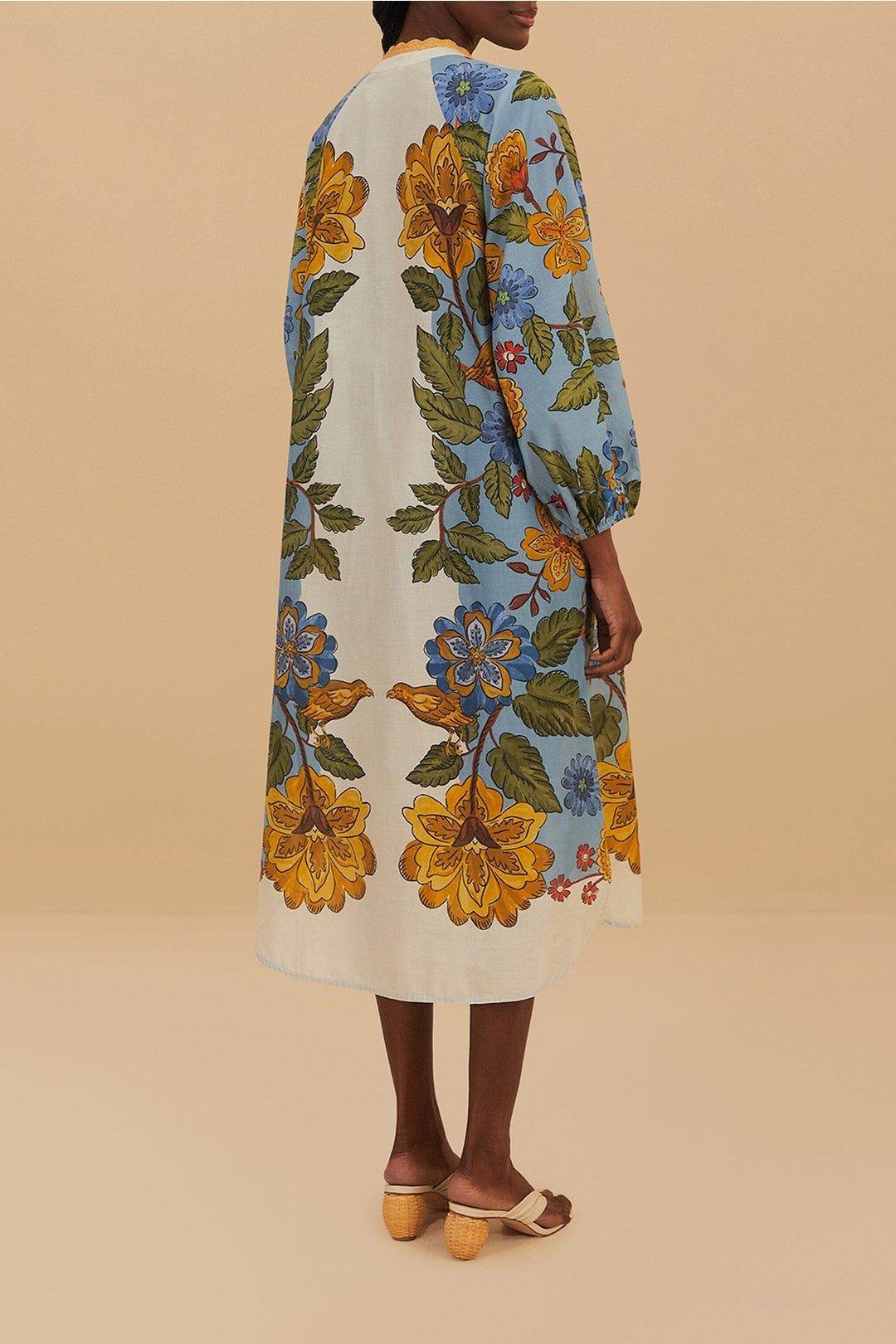 Garden cotton long shirt - Blue