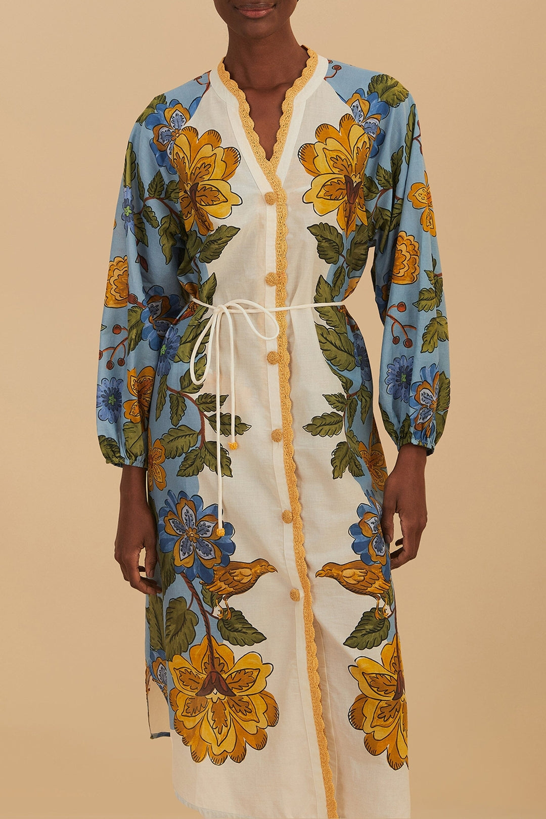 Garden cotton long shirt - Blue