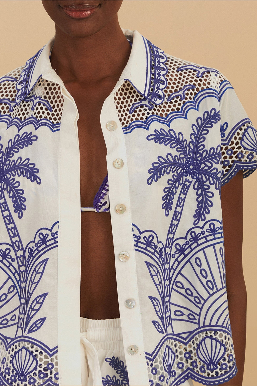 Palm Trees Richelieu cotton shirt - Blue