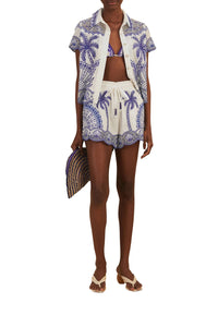 Palm Trees Richelieu cotton shirt - Blue