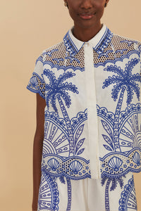 Palm Trees Richelieu cotton shirt - Blue