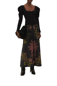 MEDIA OFF LINE_Ravenala midi skirt in cotton - Black