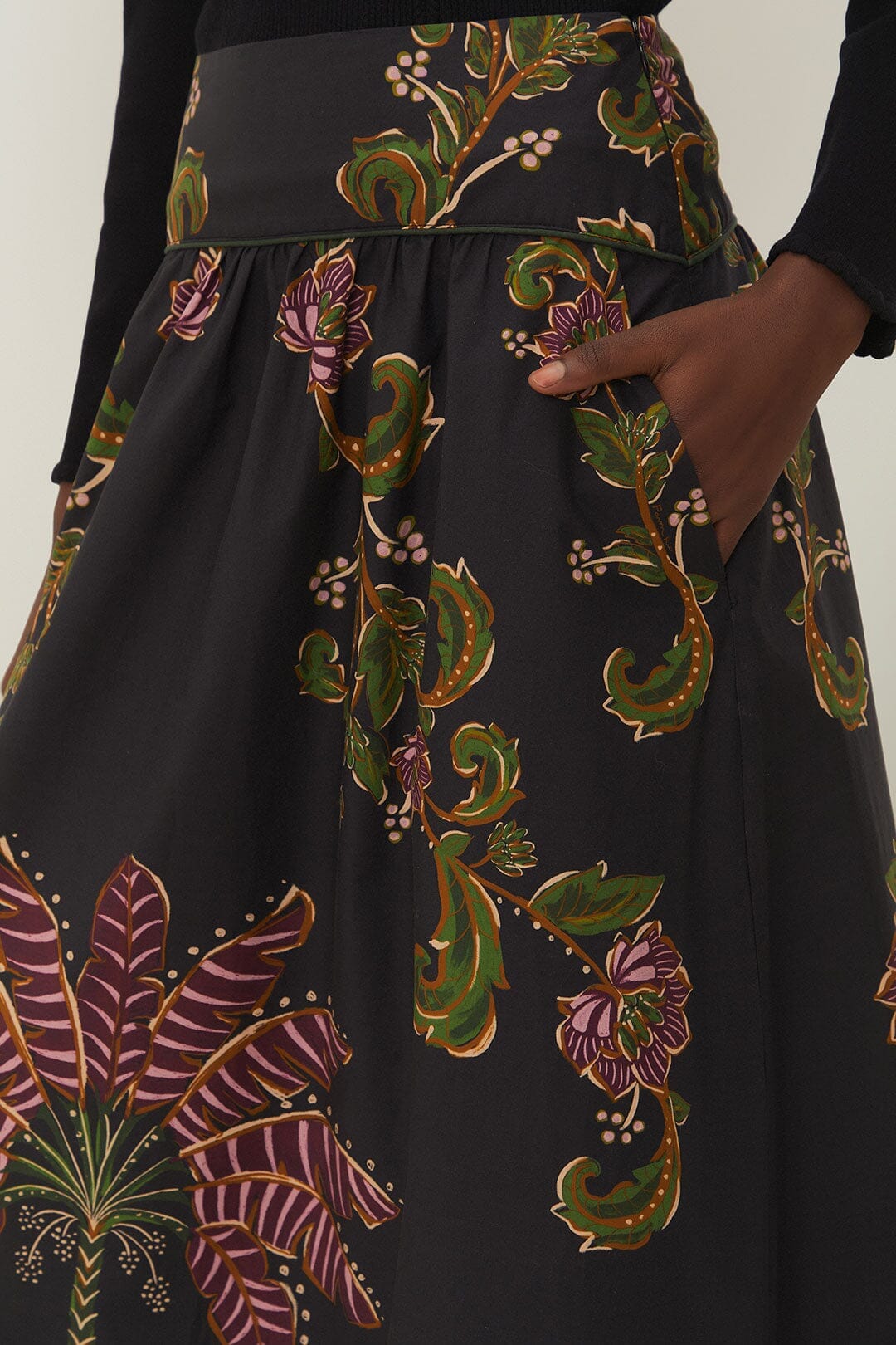 MEDIA OFF LINE_Ravenala midi skirt in cotton - Black