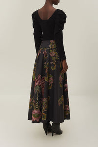 MEDIA OFF LINE_Ravenala midi skirt in cotton - Black