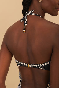 Flowers one-piece swimming costume - Black