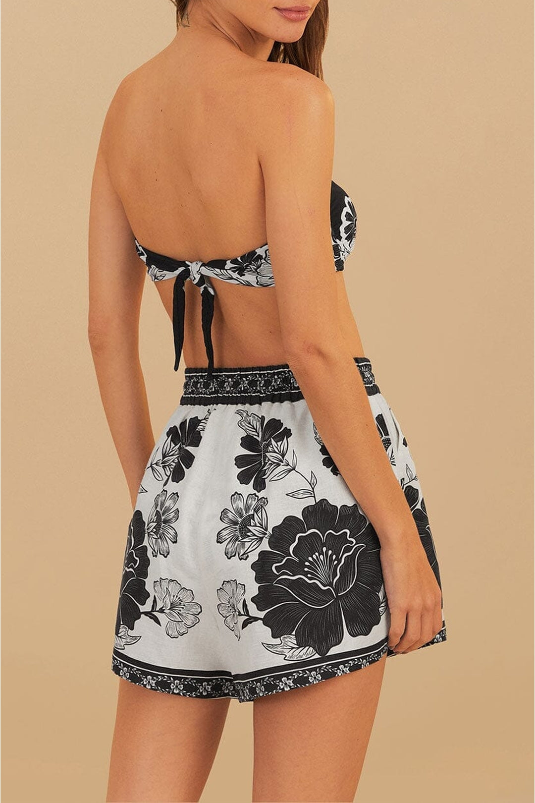 Short Flower Leopard en lin - Noir