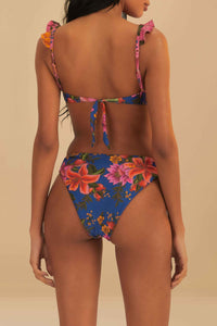 Bas de bikini taille haute réversible Summer Fruit - Bleu