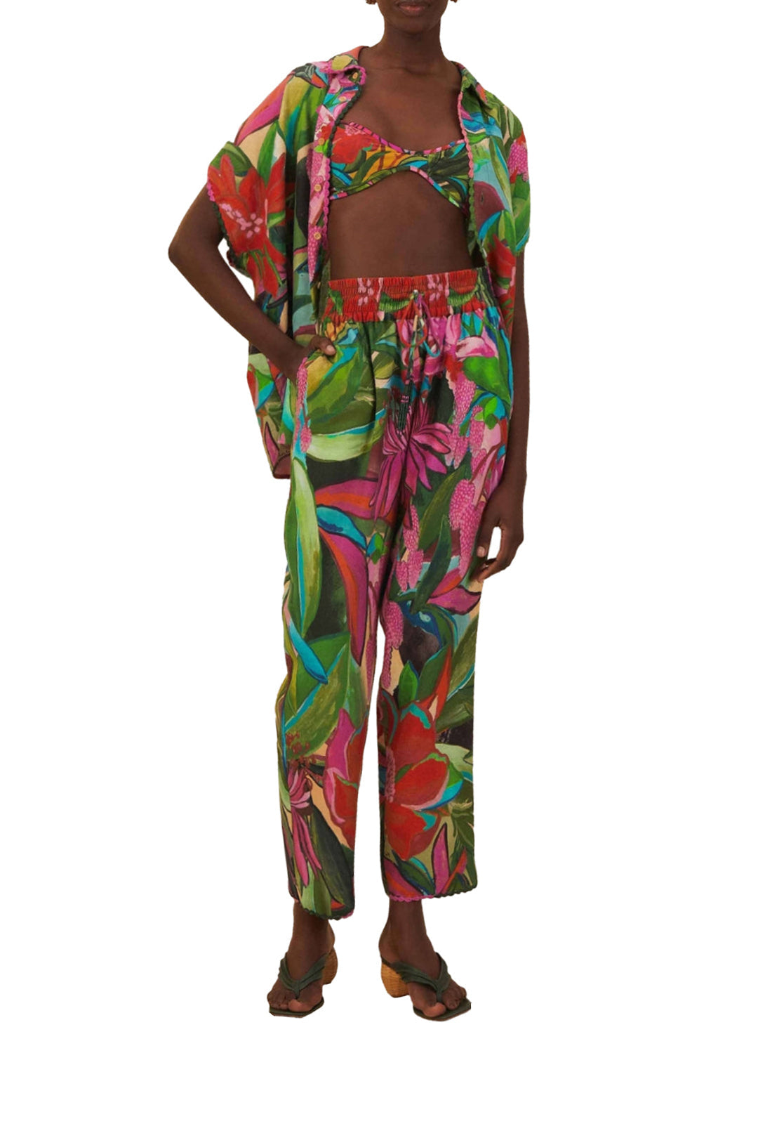 Pantalon Dream Garden en lin - Multicolore