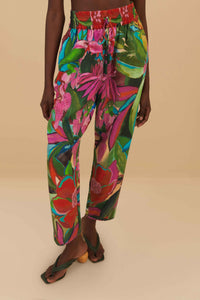 Pantalon Dream Garden en lin - Multicolore