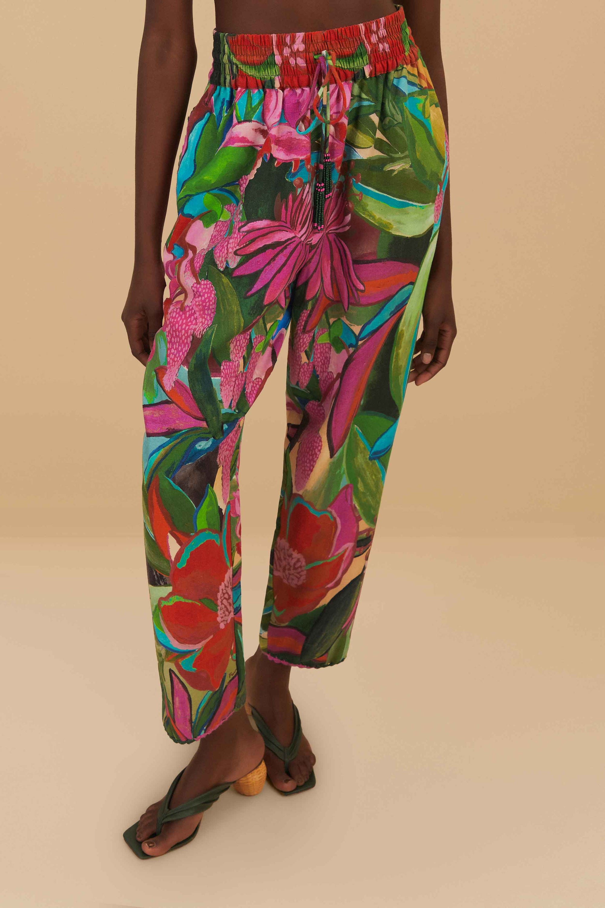 Pantalon Dream Garden en lin - Multicolore