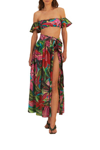 Jupe midi Dream Garden en coton - Multicolore