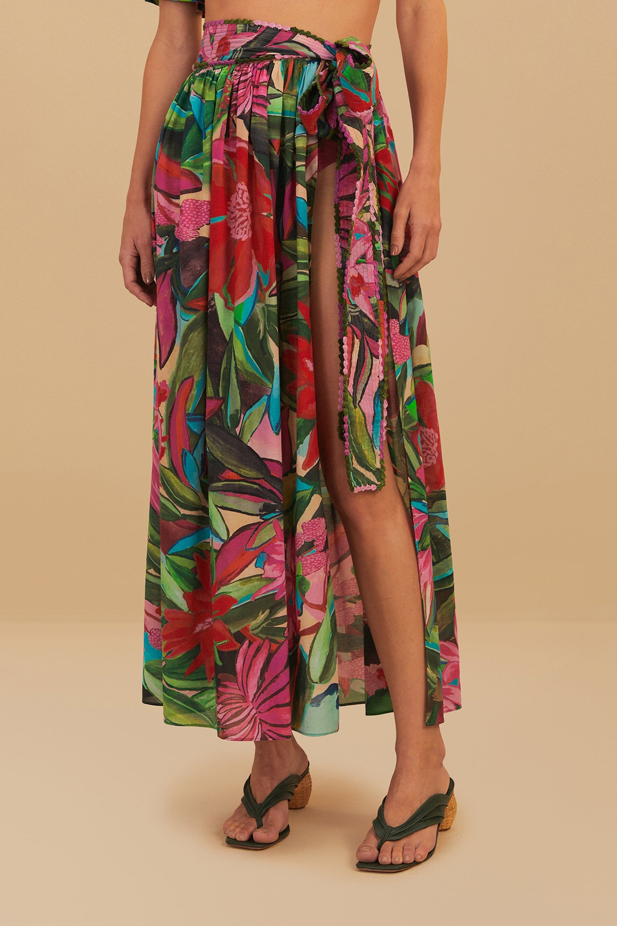 Jupe midi Dream Garden en coton - Multicolore