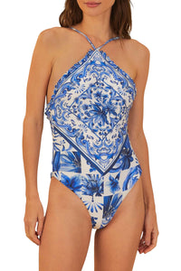 Maillot de bain une pièce Garden Tiles - Bleu
