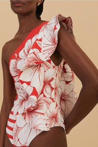 Maillot de bain une pièce Floral Chains - Rouge