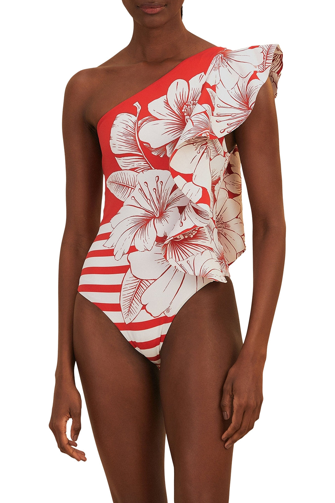 Maillot de bain une pièce Floral Chains - Rouge
