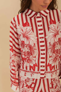 Chemise Floral Chains en coton - Rouge