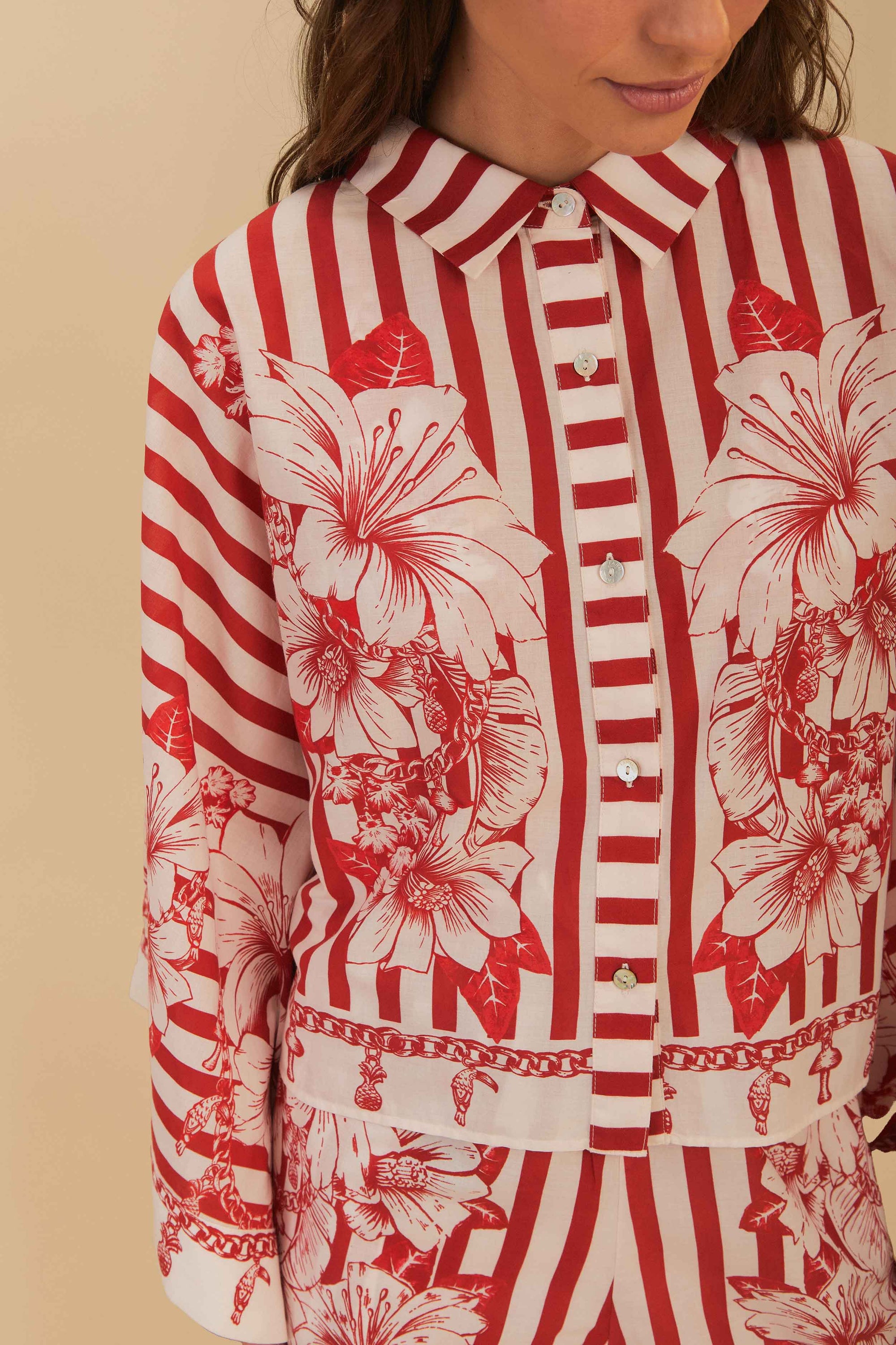 Chemise Floral Chains en coton - Rouge