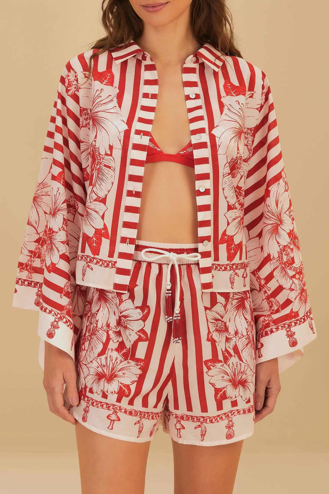 Floral Chain Stripes Multicolor Short Plage - Floral Chain Stripes Multicolor