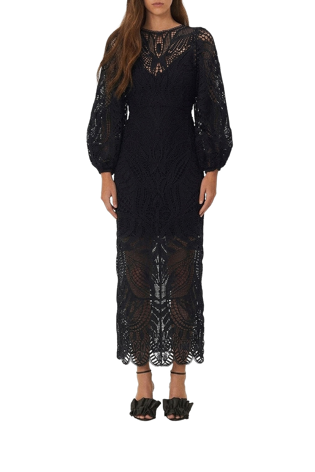 Robe longue en coton - Noir