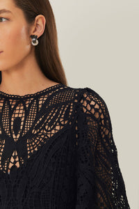 Robe longue en coton - Noir