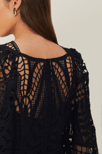 Robe longue en coton - Noir