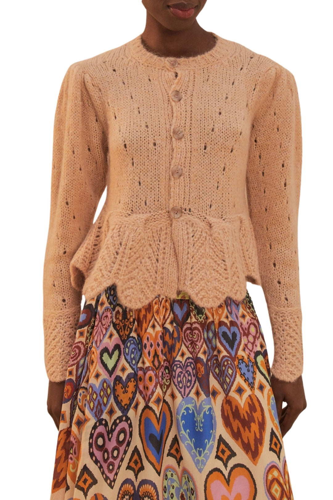 MEDIA OFF LINE_Cardigan à volants en maille - Beige