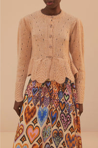 MEDIA OFF LINE_Cardigan à volants en maille - Beige