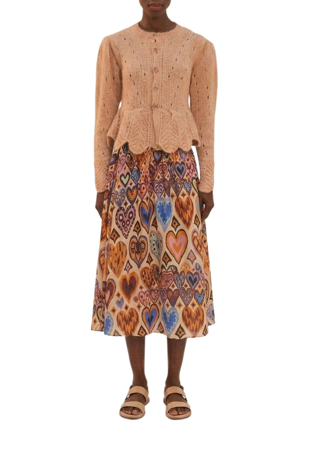 Cardigan à volants en maille - Beige
