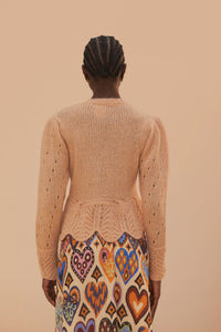MEDIA OFF LINE_Cardigan à volants en maille - Beige