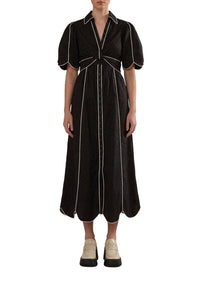 Robe midi à manches courtes - Noir