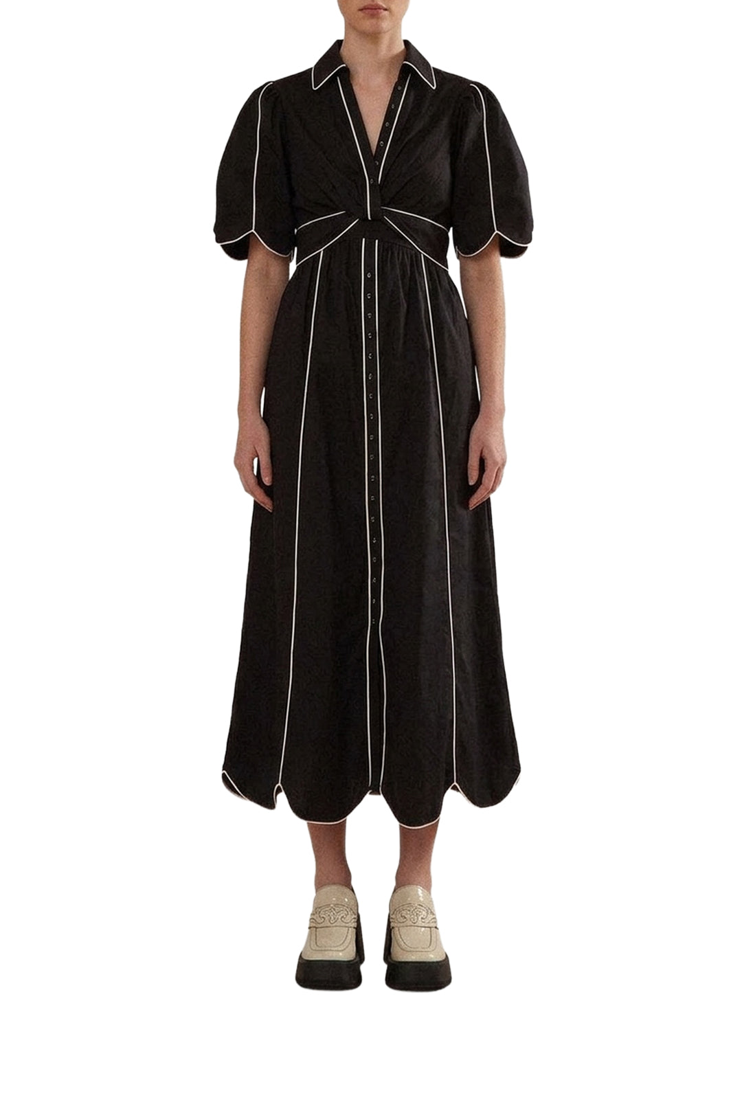 Robe midi à manches courtes - Noir