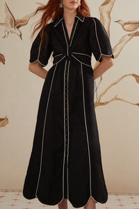 Robe longue à manches courtes - Noir