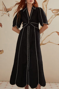 Robe midi à manches courtes - Noir