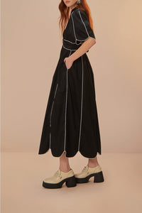 Robe midi à manches courtes - Noir