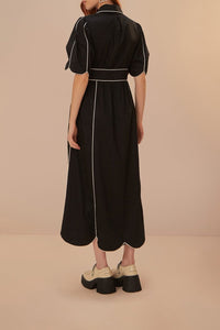 Robe midi à manches courtes - Noir