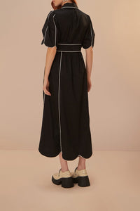 Robe longue à manches courtes - Noir
