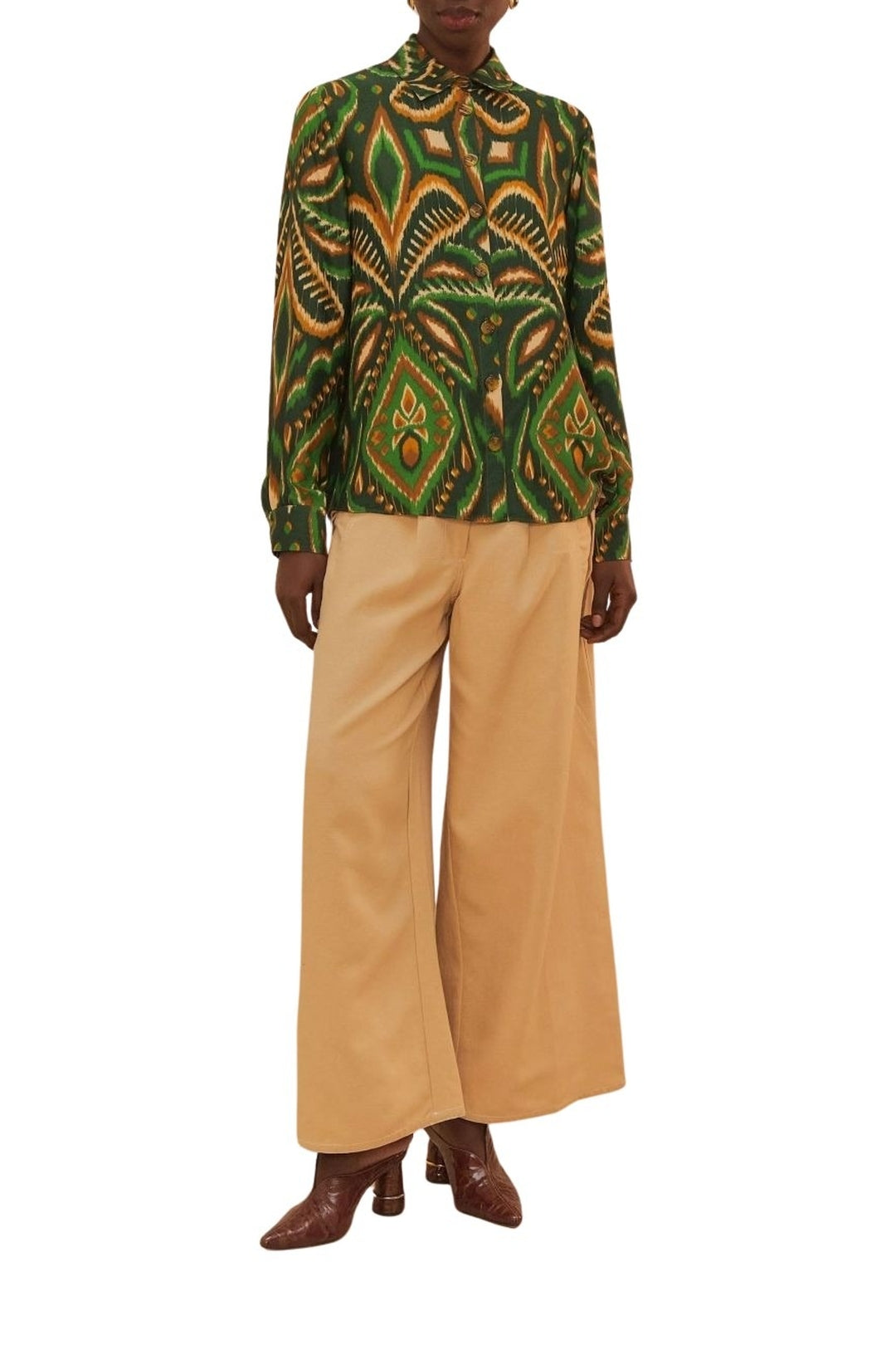MEDIA OFF LINE_Pantalon surpiqué taille basse en coton - Beige