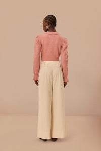 Pantalon à double ceinture en coton - Beige