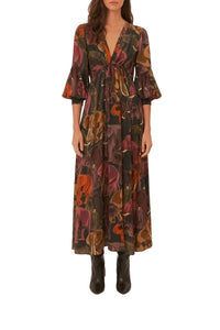 Robe longue Elephants - Marron