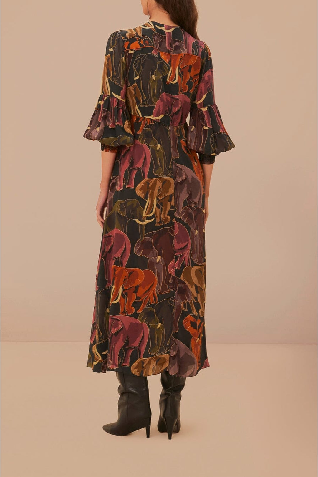 Robe longue Elephants - Marron